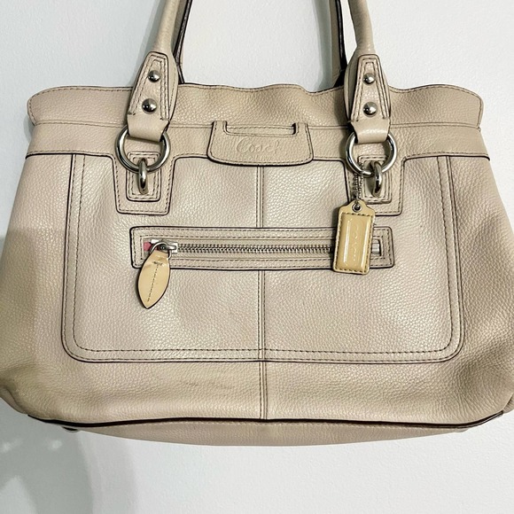 COACH Penelope Cream Off White Handbag Satchel Tote Shoulder Bag Silver Hardware - Picture 3 of 12